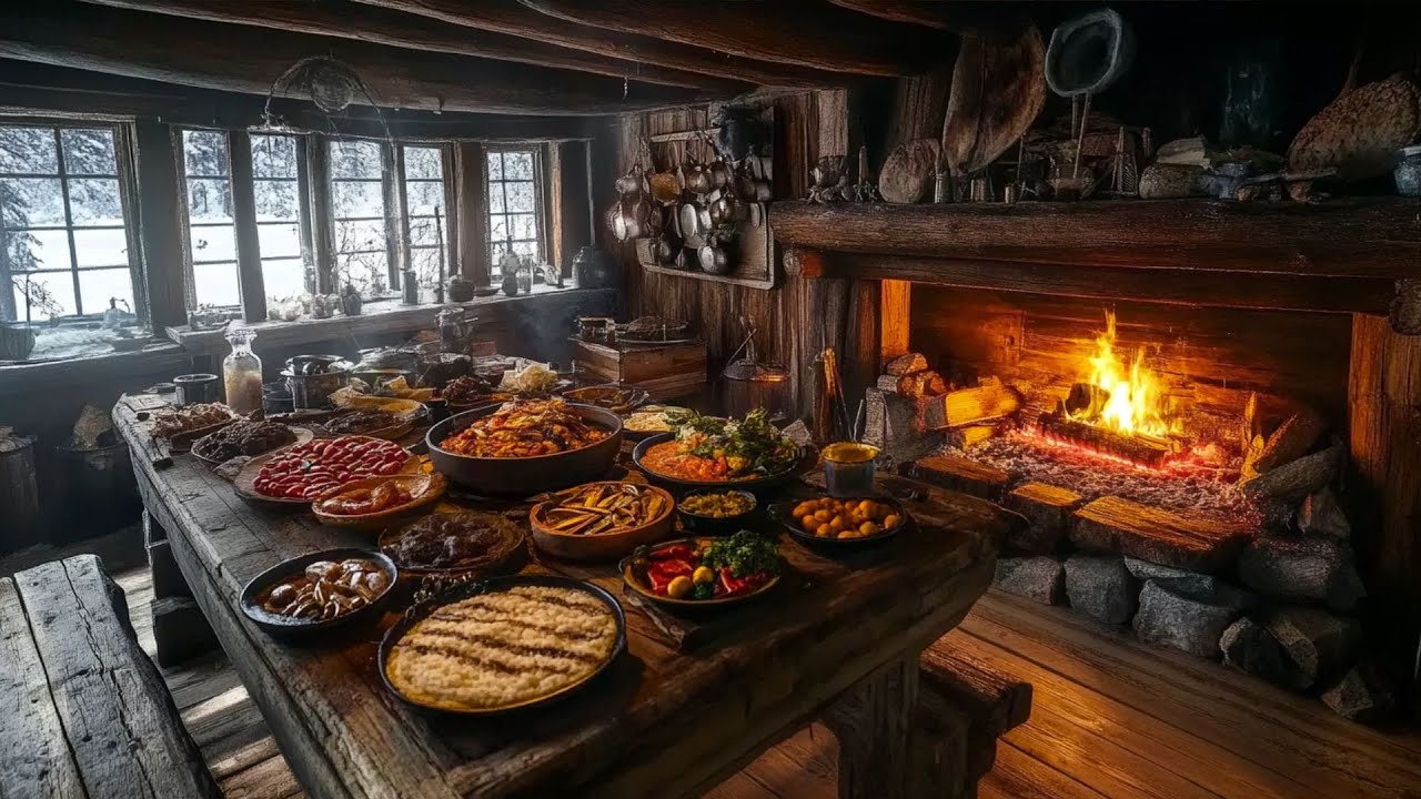Finding Family Warmth Through the Farm Kitchen 🥘 Crackling Fire Sound & Hot Soup for a Peaceful Day