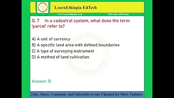 Cadastral Surveying | Model Exit Exam Questions for Geomatics Engineering Exit Exam