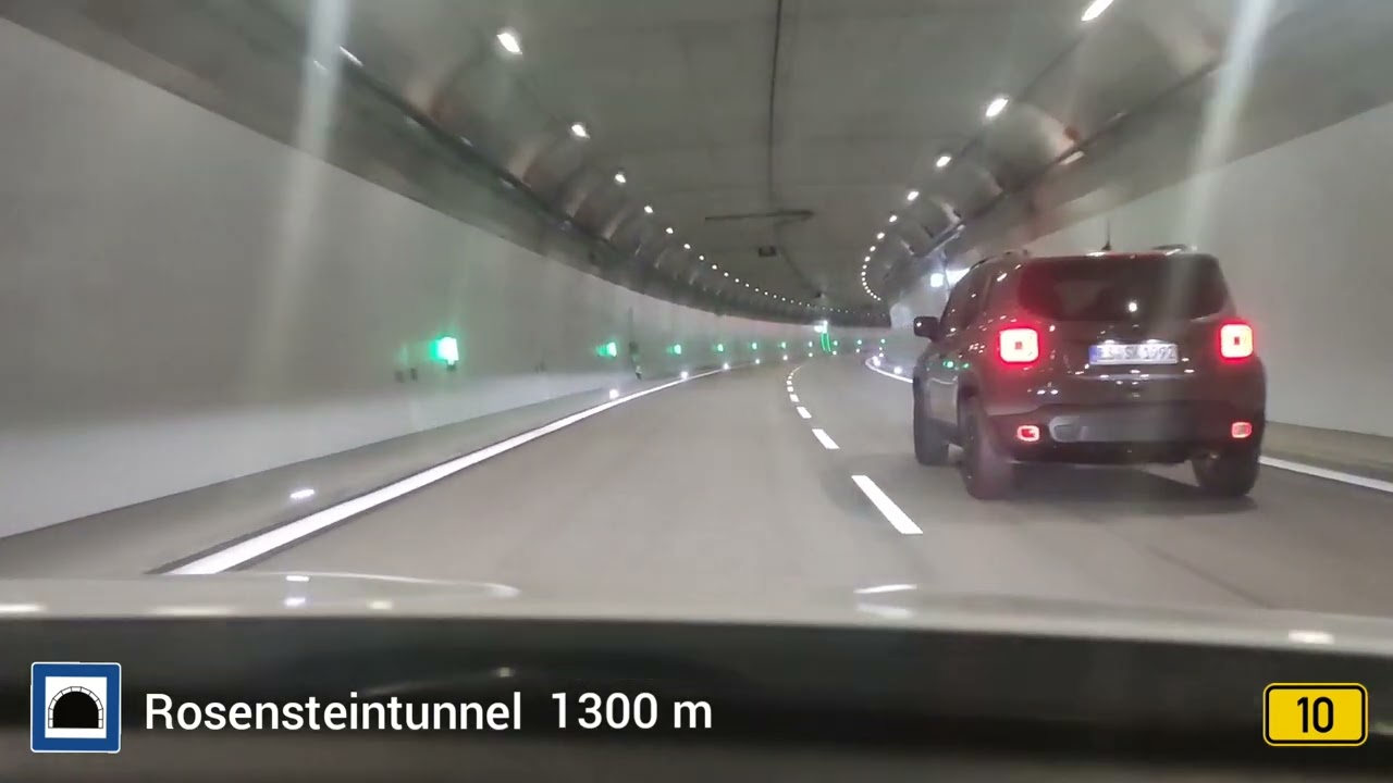  Update  Abendliche Fahrt durch den neuen Rosensteintunnel der B10 I 26.03.22