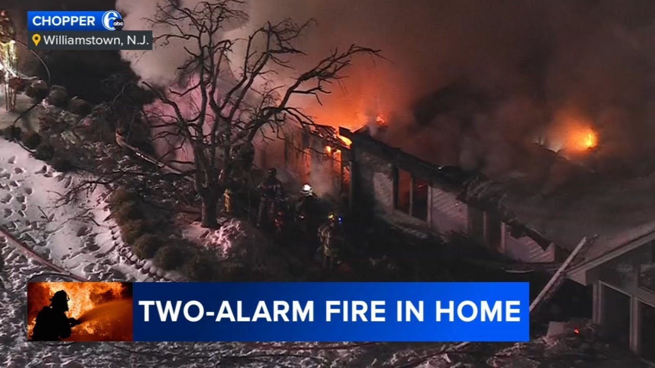 Two-alarm fire destroys home in Gloucester County, New Jersey - YouTube