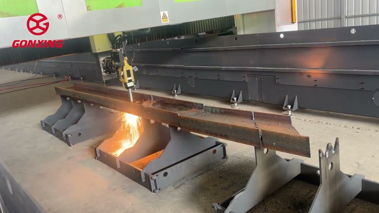 12KW 24-meter I-beam cutting machine cutting video