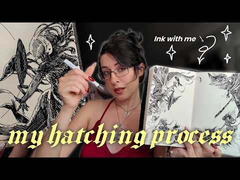 MY HATCHING PROCESS ~ Ink with me ~ REAL TIME ART PROCESS + medieval core music