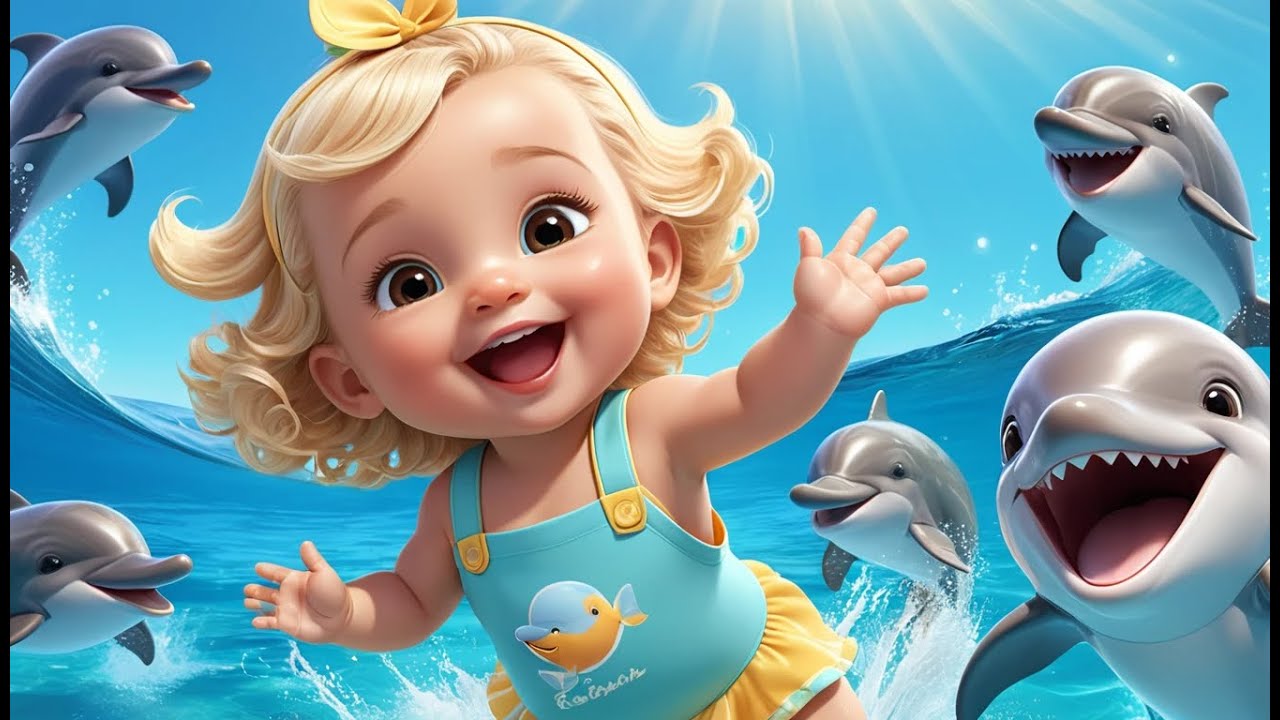 🐬 Four Baby Dolphins Spinning in Waves 🌊🎶 | Fun Action & Learning Song for Toddlers