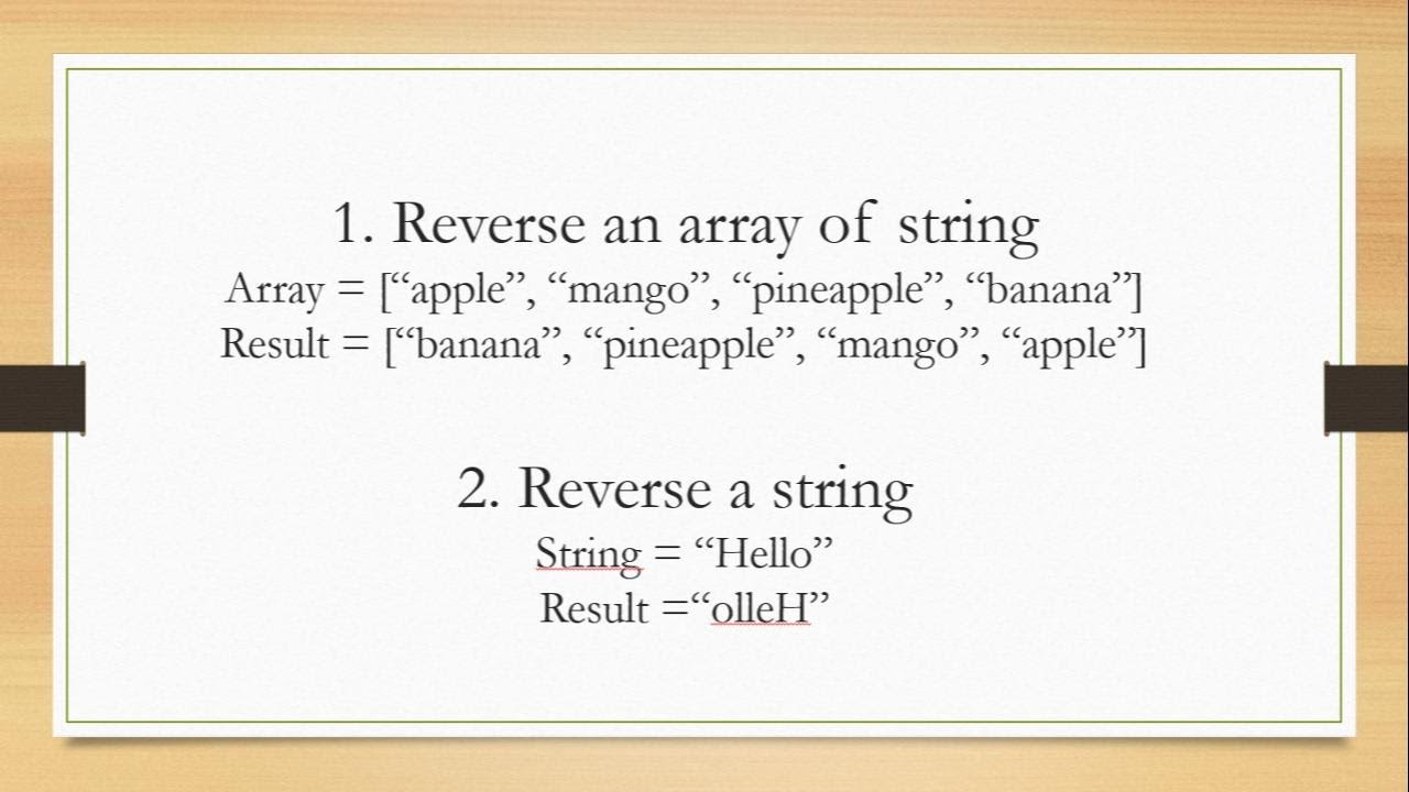 Simplest way to reverse an array of string - YouTube