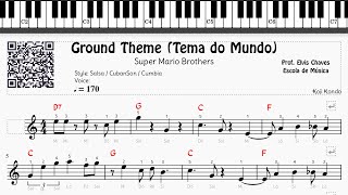 🎼 Ground Theme Tema do Mundo - Super Mario Bros - 4221 - Tutorial Partitura Fácil 2