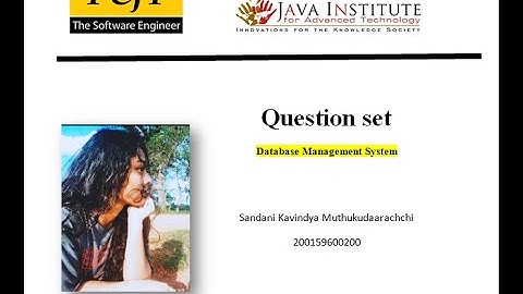 DBMS Question set 7 / DBMS / Java Institute