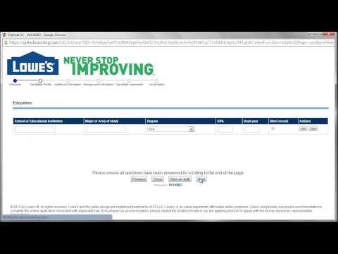 Lowe's Application Online Video
