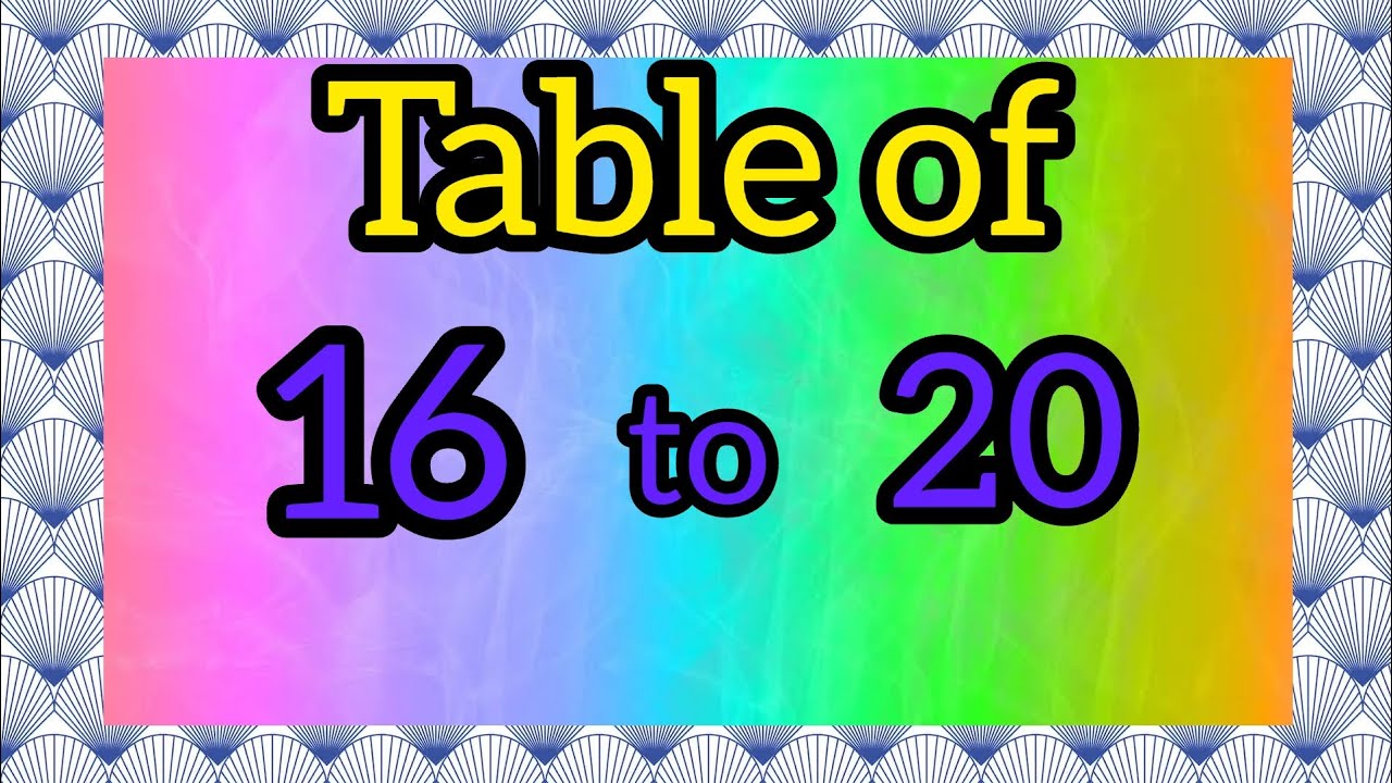 Table 16 to 20 || 16 to 20 Tables || Pahada 16 to 20 || Multiplication Learn || Learn Tables 