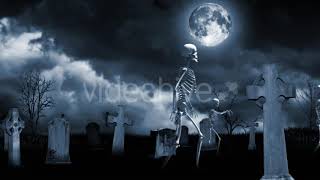 Skeletons Walking Through The Cemetery | Motion Graphics - Envato elements