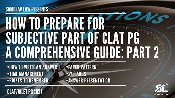 How to prepare for Subjective Part of CLAT PG 2021 Subjective Part Guide - Part 2A | CLAT PG 2021