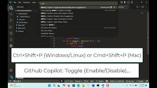 How to Turn GitHub Copilot Suggestions On/Off in VS Code