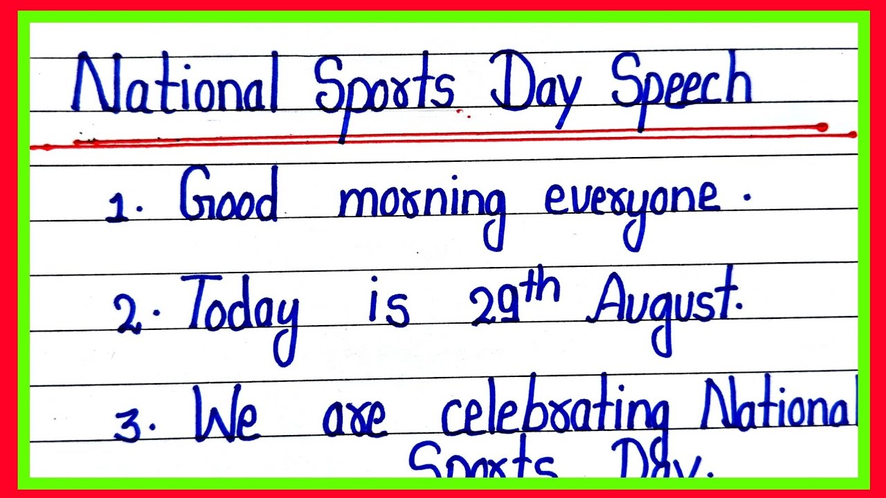 10 lines speech on national sports day in english/rastriya khel diwas par nibandh YouTube