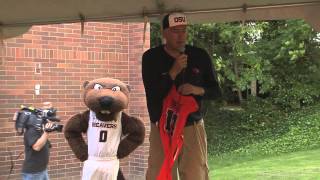 Coach Tinkle meet & greet with Beaver Nation before the baseball regional