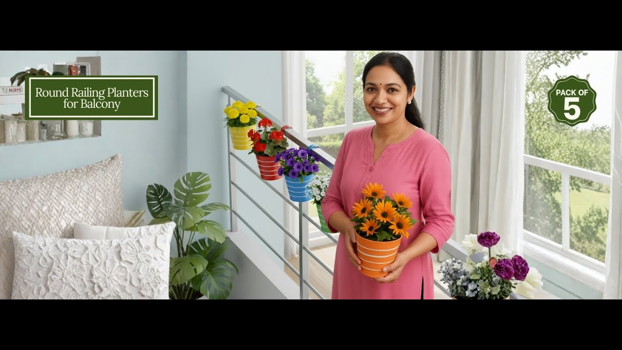 Round Railing Planters for balcony