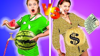 RICH VS BROKE FUNNY PREGNANCY SITUATIONS || Rich Girl VS Poor Girl Challenge By Hungry Panda