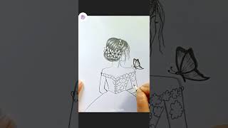 Girl with Butterfly Drawing ❤️ #drawing #girldrawing #shorts