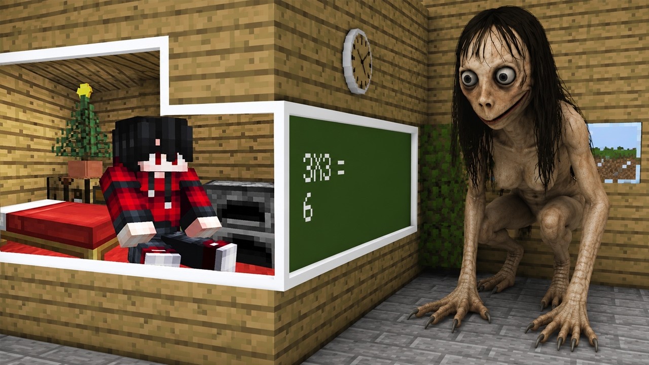 ถ้าเกิด!! ผมแอบใช้ชีวิตในบ้าน ผีโมโม่24ชั่วโมง จะรอดไหม - (Minecraft Momo)