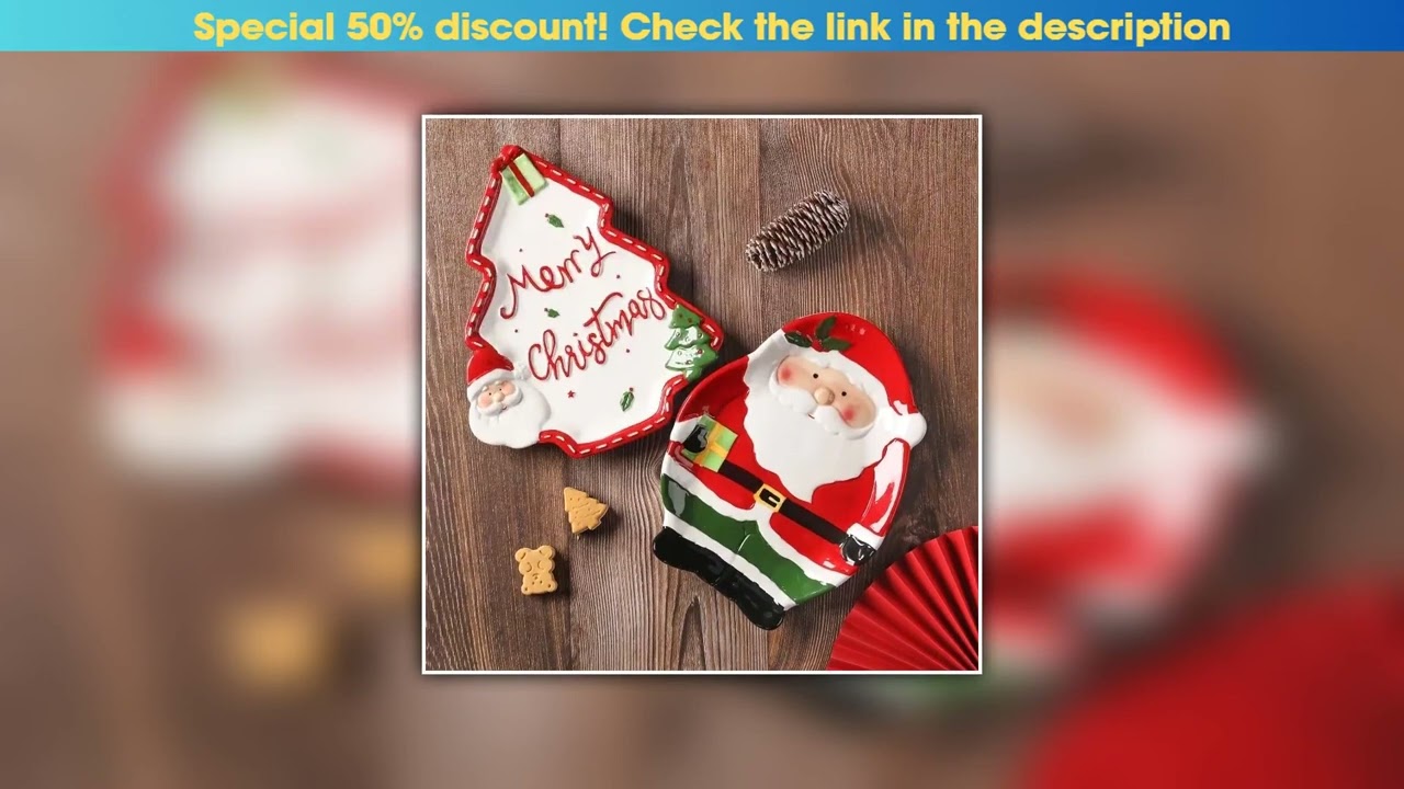 Hot Picks Hand-Painted Three-Dimensional Santa Pine Ceramic Plate Christmas Breakfast Dessert Table