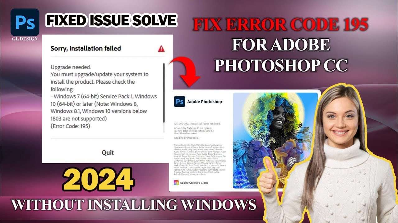 fix error 195 on Photoshop 2024 | how to salve error Photoshop cc installation failed