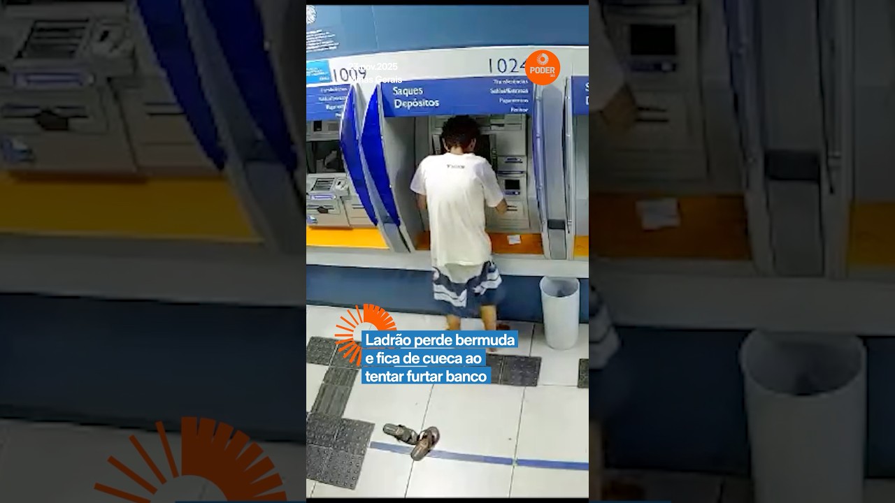 Ladrão perde bermuda e fica de cueca ao tentar furtar banco