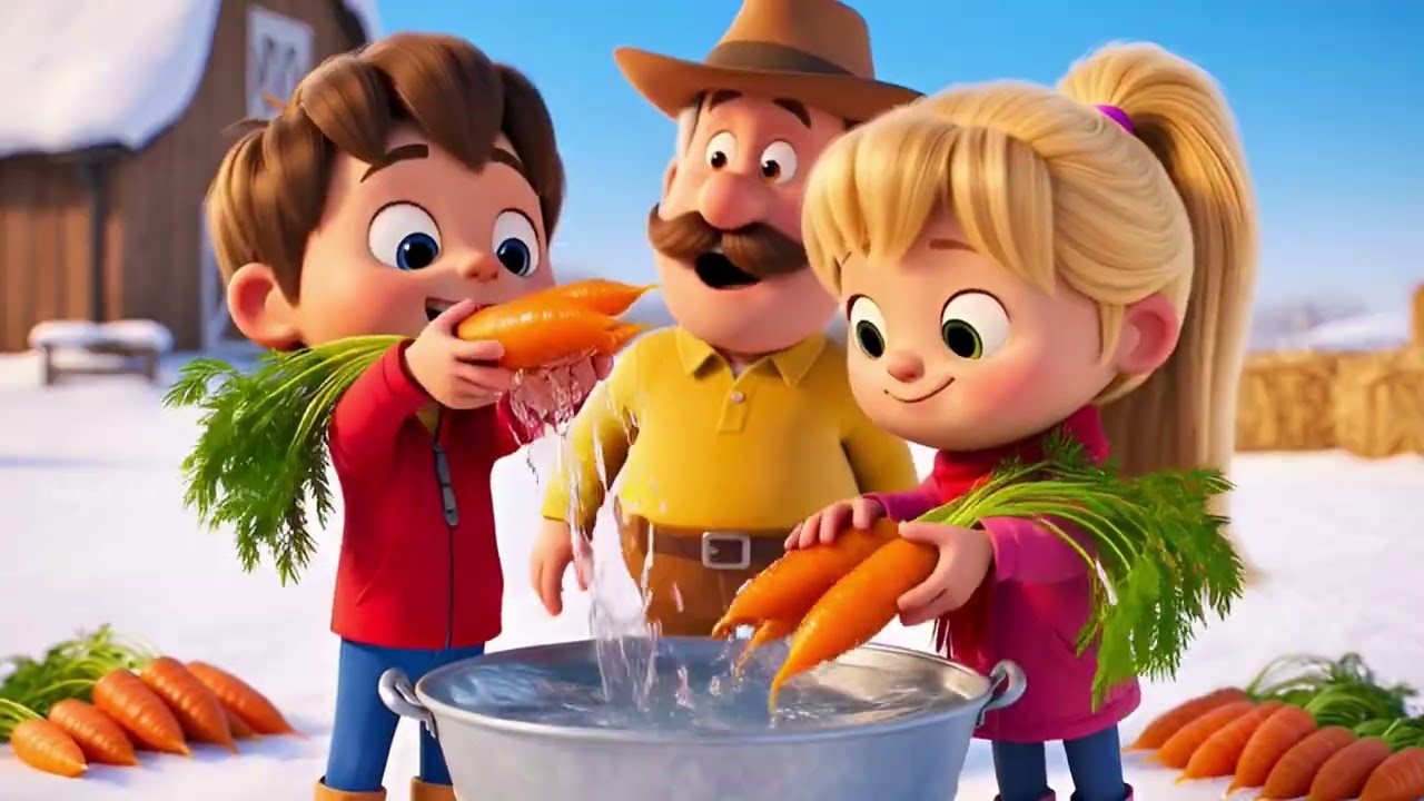 Snowy Old MacDonald Farm 🌨️ | Carrot Growing Song for Children