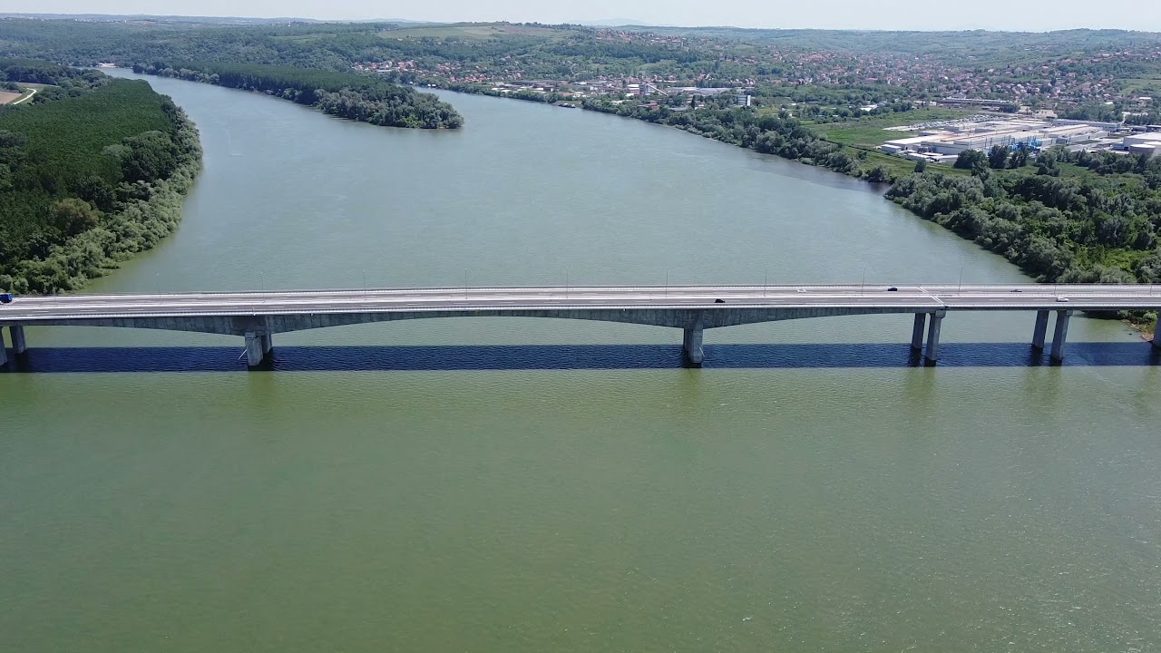REKA SAVA , AUTOPUT MILOŠ VELIKI MOST PREKO SAVE IZ VAZDUHA , BARIČ , BRIDGE FROM THE AIR SERBIA