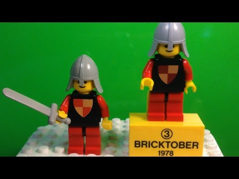 YouTube thumbnail: LEGO Bricktober 1978 Retro Castle Knight Polybag 2856225 review and compare to vintage