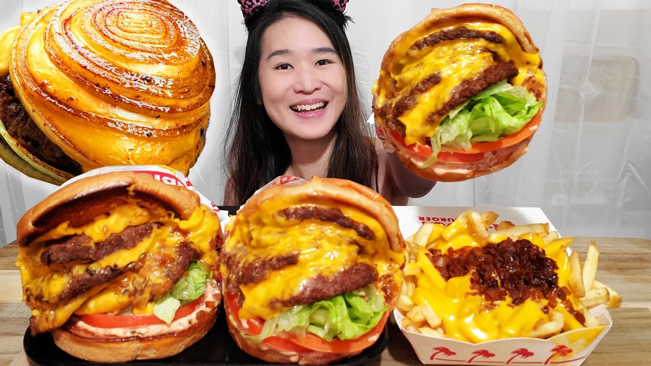 Eating The Cheesiest IN-N-OUT Burgers! IN-N-OUT's Secret Menu Mukbang Eating Show