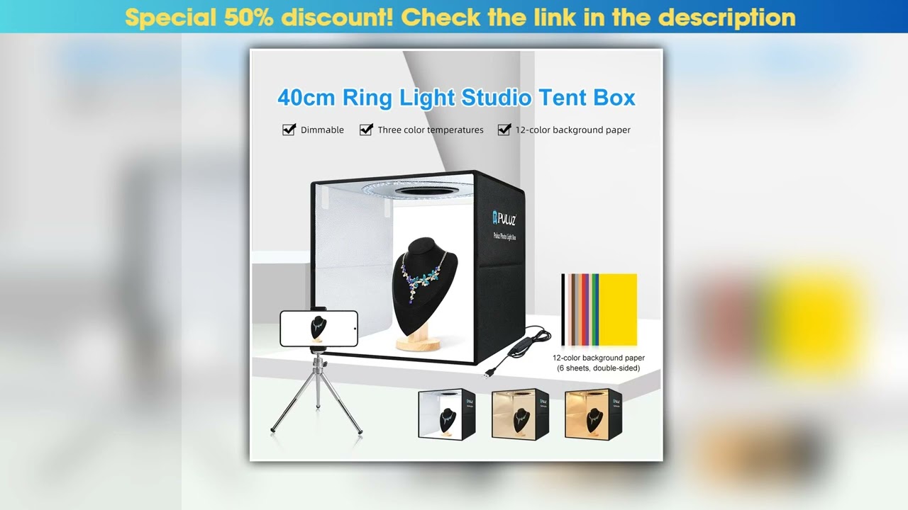 PULUZ 40cm Folding Portable Ring Light USB Photo Lighting Studio Shooting Tent Box with 6 x