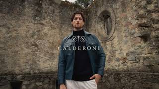 Chamarra De Piel Azul Petróleo Calderoni Elegancia Italiana Con La Vera Pelle