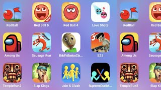 Red Ball 1,Red Ball 5,Red Ball 4,Love Balls,Among Us,Sausage Run,Bald Basic,SZ 3,Temple Run 2 screenshot 5