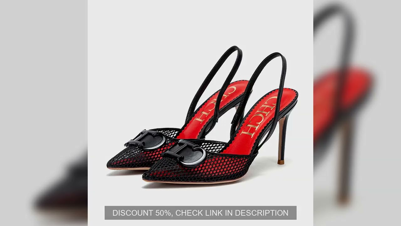 CHCH Women's High Heels 2025 Summer Breathable Mesh Black Business Sandals 9cm