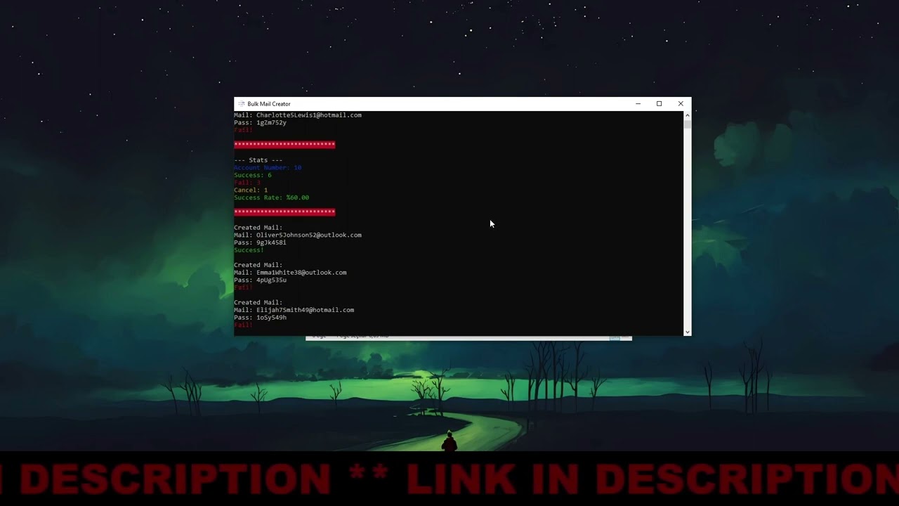 Bulk Mail Creator by Passcal | Free | 2023 ! (Gmail-Hotmail-Outlook Creator)