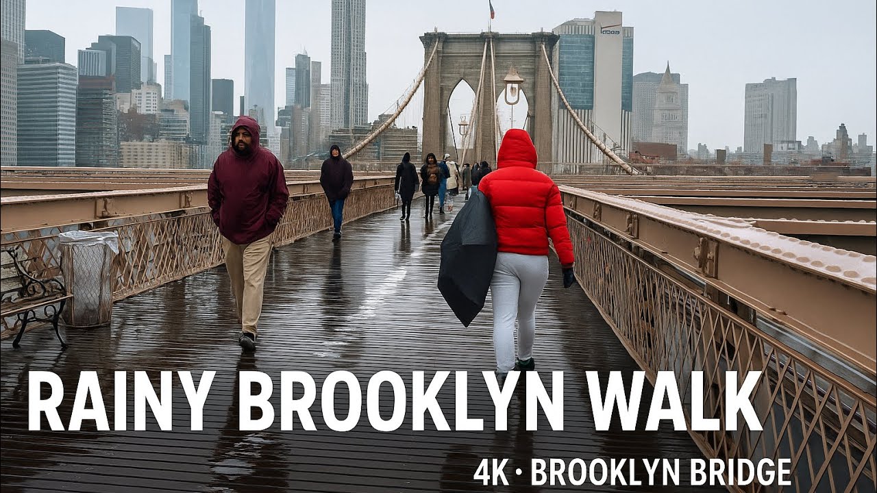 Rainy Brooklyn Walk: Jay St–MetroTech to Brooklyn Bridge & Fulton Center (4K)