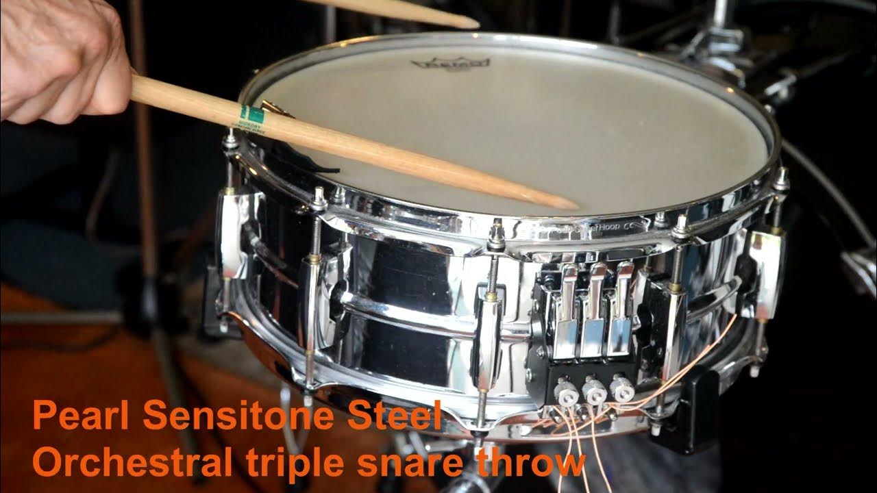 DF261 Pearl Sensitone Steel snare drum with Pearl DR300 Symphonic