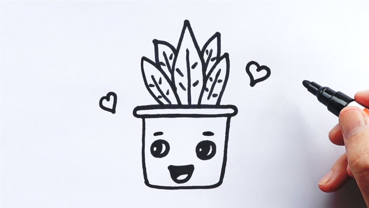 Comment dessiner un pot de fleurs - YouTube