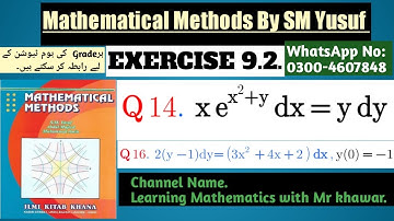 MATHEMATICAL METHODS BY SM YUSUF, EXERCISE 9.2, Q No (14,16) #mathematicalmethods