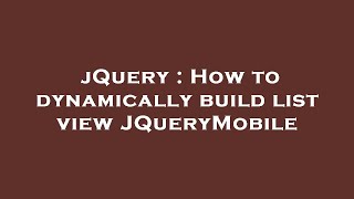 Famous jQuery : How to dynamically build list view JQueryMobile Profile