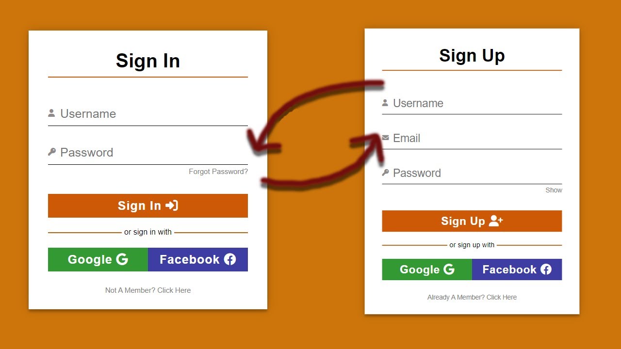 Facebook Style login page and Registration page using HTML and CSS Script -  Coderglass