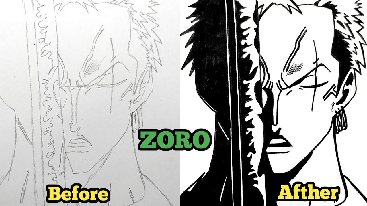 Gambar Zoro Hitam Putih/ How to draw One peace - YouTube