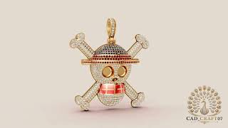 Custom Iced Out One Piece Jolly Roger Pendant | 3D Jewelry CAD Design 💎🏴‍☠️ screenshot 5
