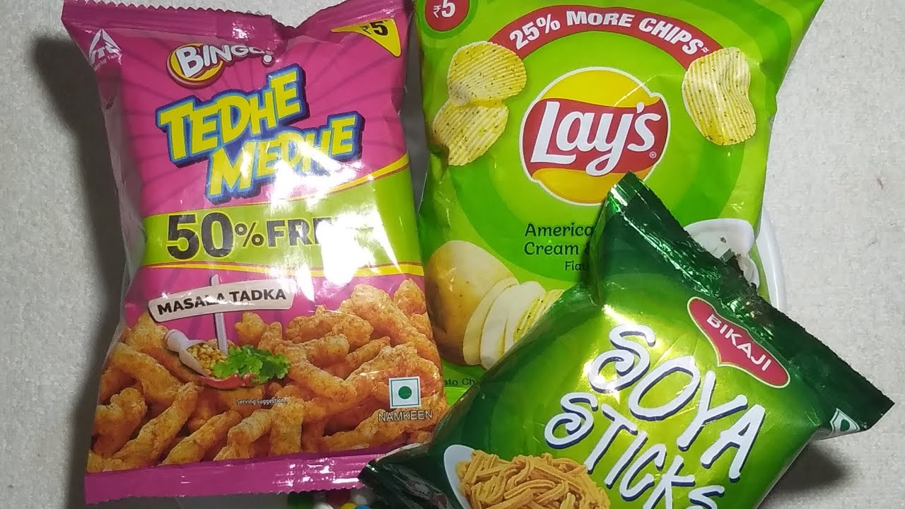 satisfying lays chips opening video vs bingo tedhe medhe masala munch