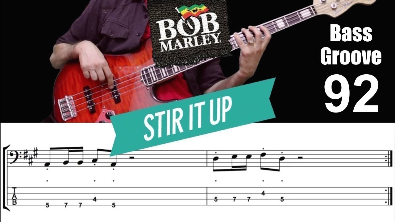 STIR IT UP (Bob Marley) How to Play Bass Groove Cover with Score & Tab  Lesson - YouTube