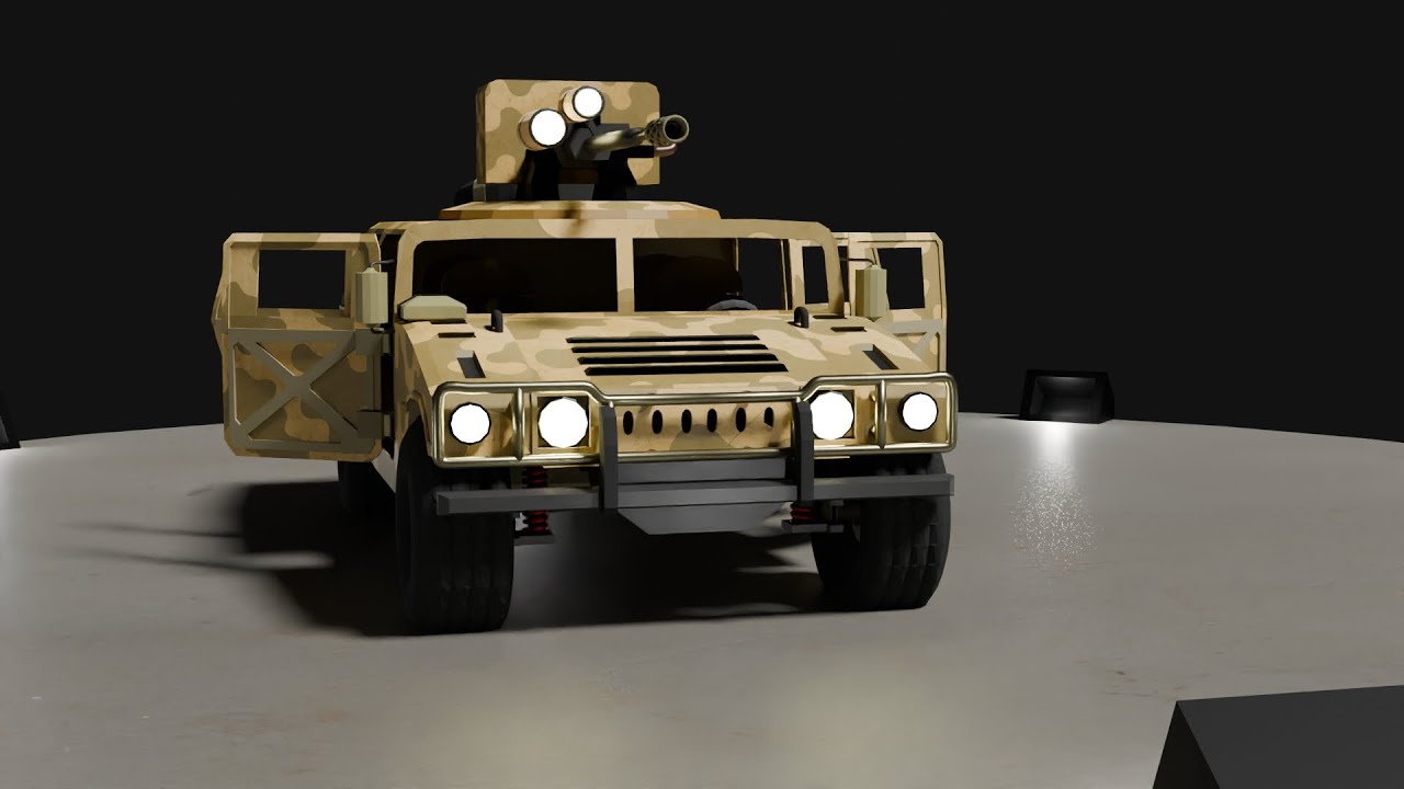 Low Poly 3D Military Car Asset