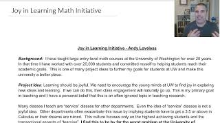 My Joy in Learning Math Initiative