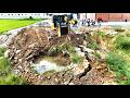 Amazing Huge Field Landfilling! Expert Bulldozer Operator Pushing Soil with Dump Trucks Dumping Soil