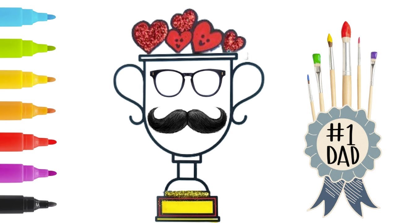 How To Draw A BEST DAD Trophy | Father's Day Art - YouTube