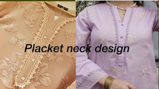 👉 Very Easy Placket Neck Design Cutting & Stitching | Beginners Full Tutorial | Kurti Neck Design