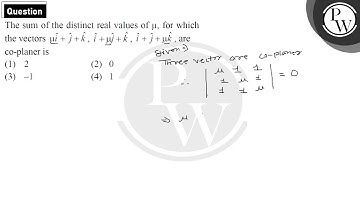Question The sum of the distinct real values of \( \mu \), for which the vectors \( \mu \hat{i}+....