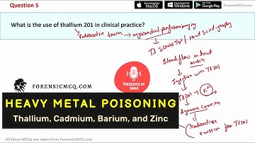 Heavy Metal Poisoning MCQs on Thallium, Cadmium, Barium Forensic Toxicology | NTA UGC NET & PG Exams